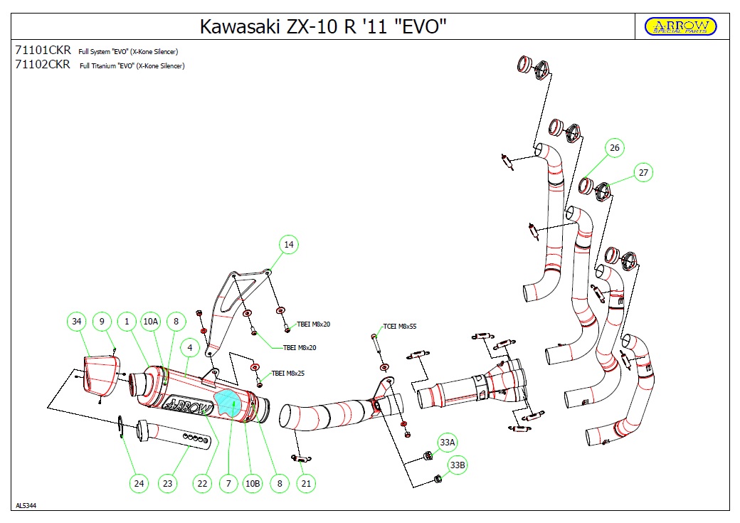 画像1: ARROW COMPETITION "EVO Full Fitanium" full system